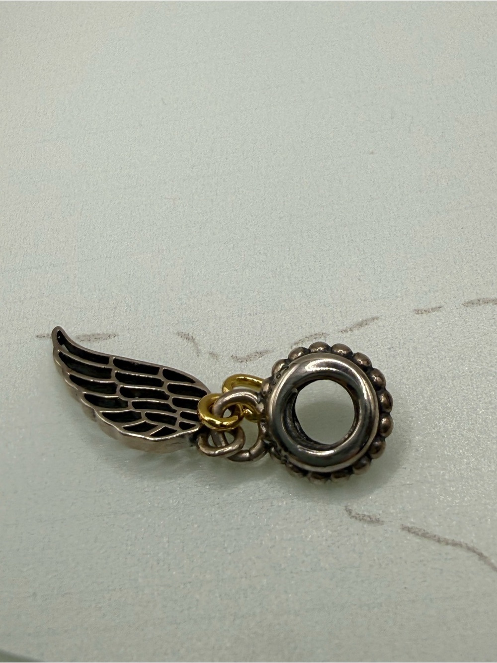 Pandora Angel Wing w Gold Open Heart Charm - Picture 3 of 5
